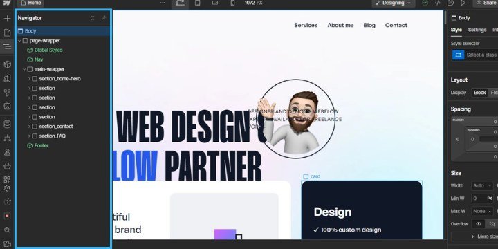 webflow designer custumizations