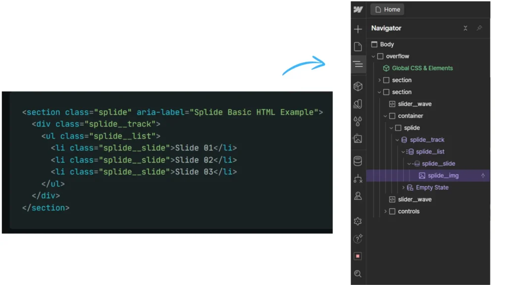 splide js webflow